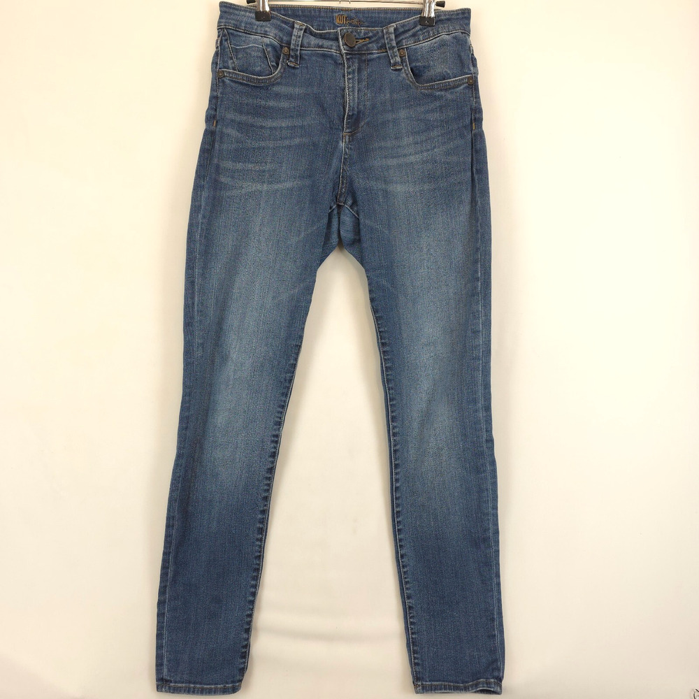 KUT from the Kloth Jeans Faded Slim Leg Zip Fly Stretch Women 8 Blue Denim Pants